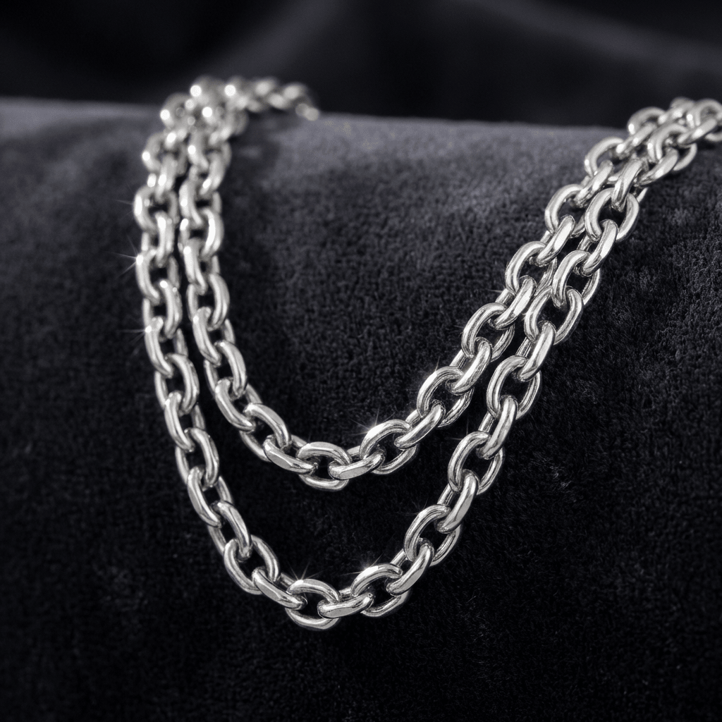 8mm Silver Chain Link Necklace 18 Inch - Heritage Gemstones