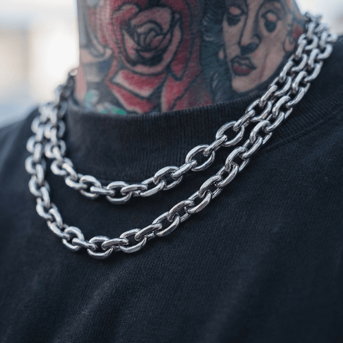 8mm Silver Chain Link Necklace 18 Inch - Heritage Gemstones