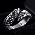 925 Sterling Silver Eagle Wing Adjustable Ring - Heritage Gemstones