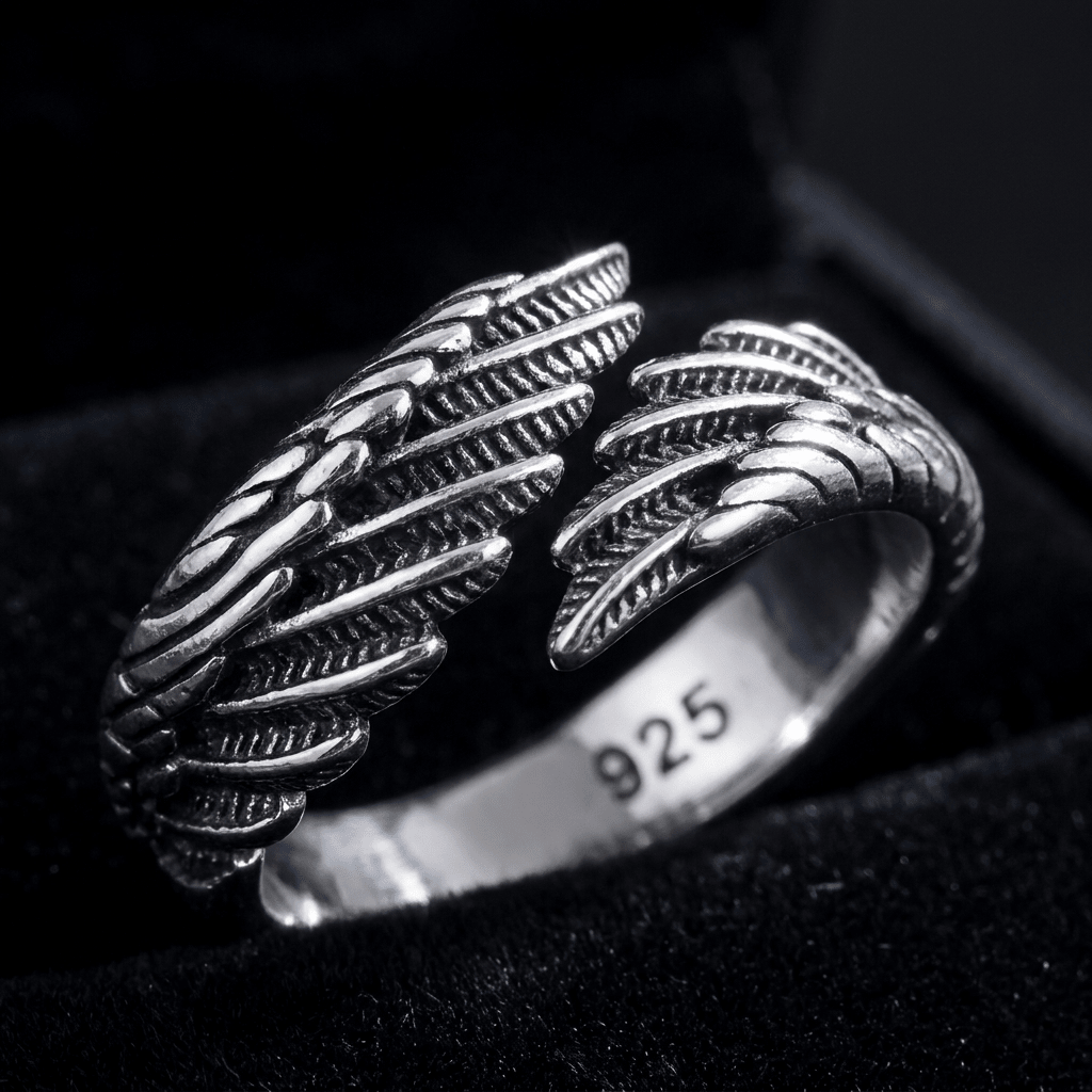 925 Sterling Silver Eagle Wing Adjustable Ring - Heritage Gemstones