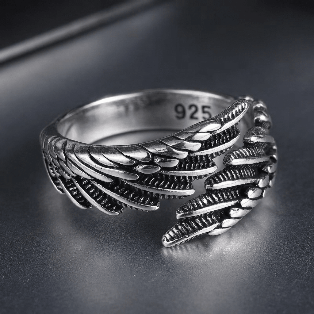 925 Sterling Silver Eagle Wing Adjustable Ring - Heritage Gemstones