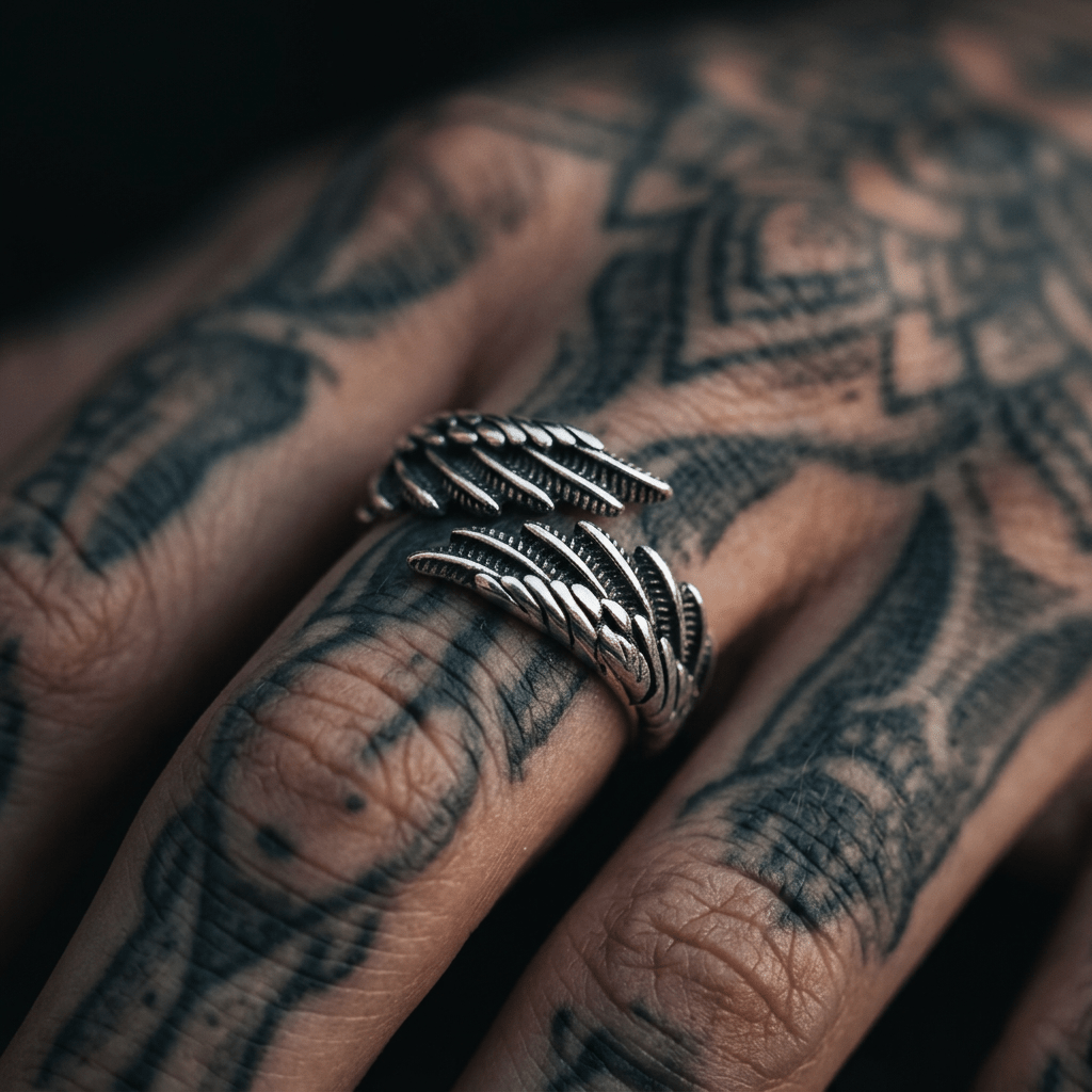 925 Sterling Silver Eagle Wing Adjustable Ring - Heritage Gemstones