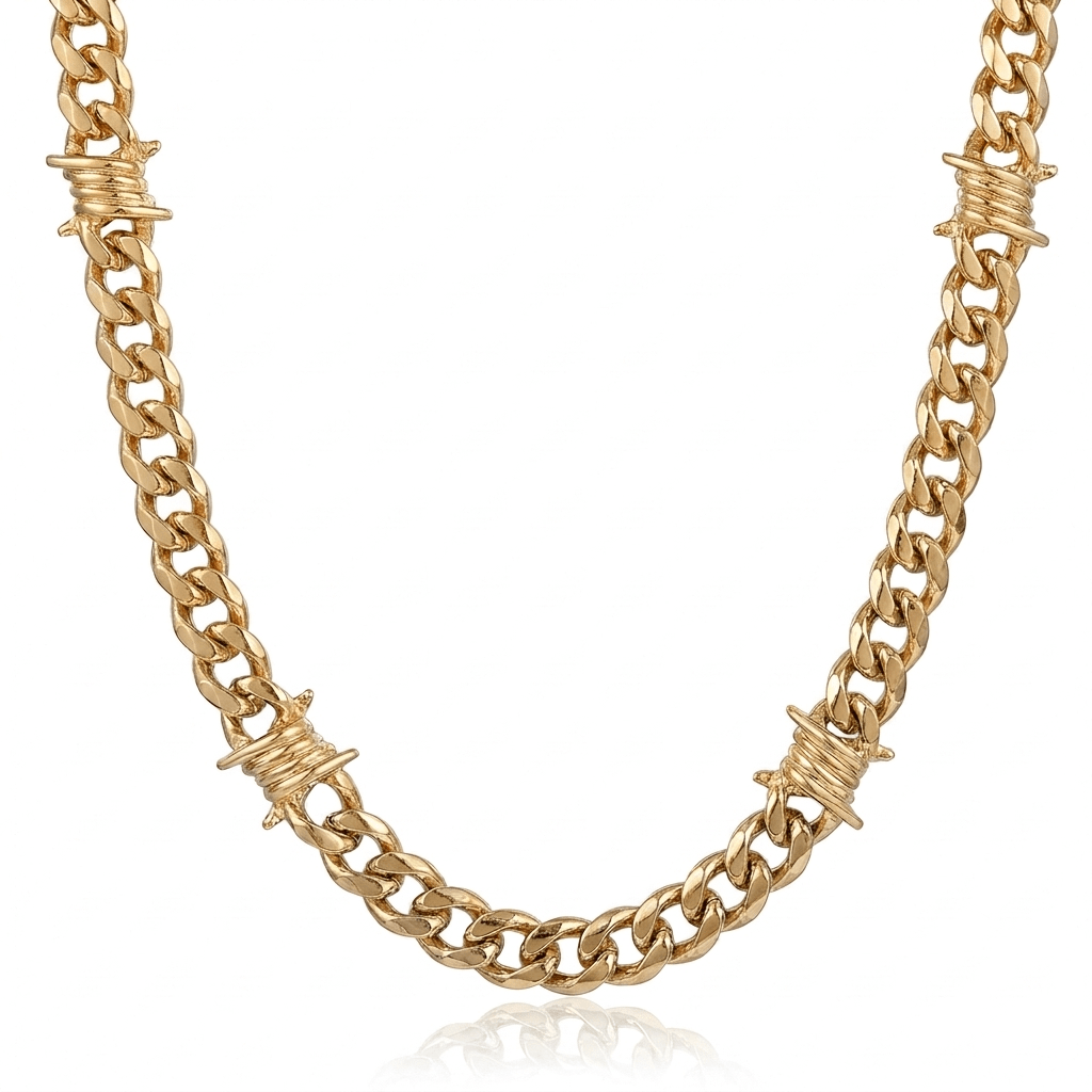 Barbed Wire Cuban Necklace - Heritage Gemstones