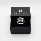 S925 Silver Turquoise Adjustable Feather Ring - Heritage Gemstones