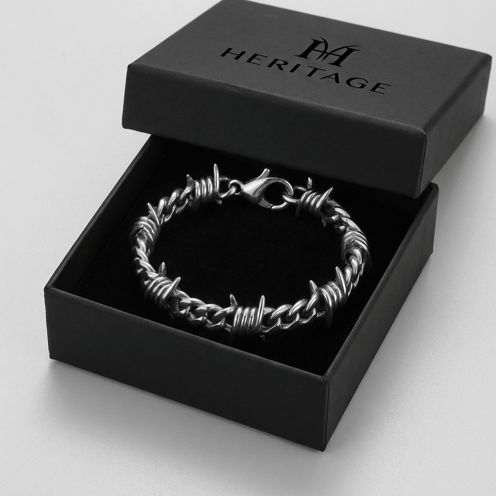Silver Barbed Wire Cuban Bracelet - Heritage Gemstones